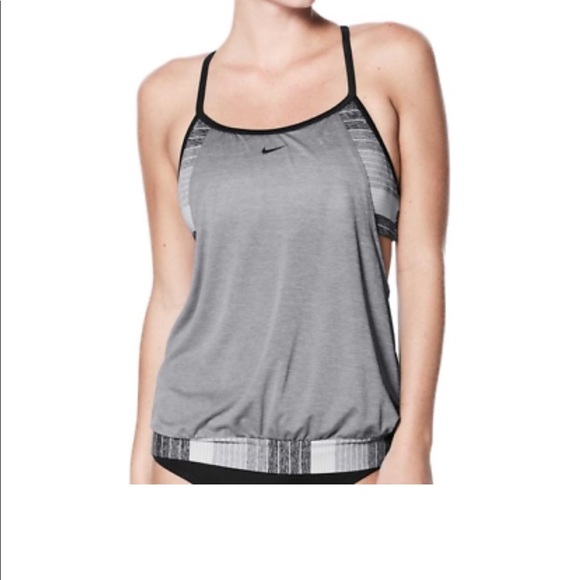 Nike Tops - NIKE Layered Racerback Sports Tankini Top Gray/Blk